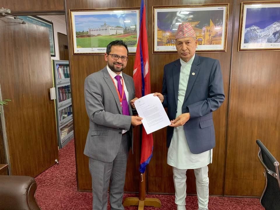 BNCC chairman Mr Rajen Kandel submitted a memorandum to the Finance Minister